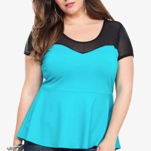 Torrid Blue Green & Black Mesh Sweetheart Babydoll Size 2